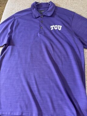 Pebble Beach TCU Polo Shirt - Purple with White Logo
